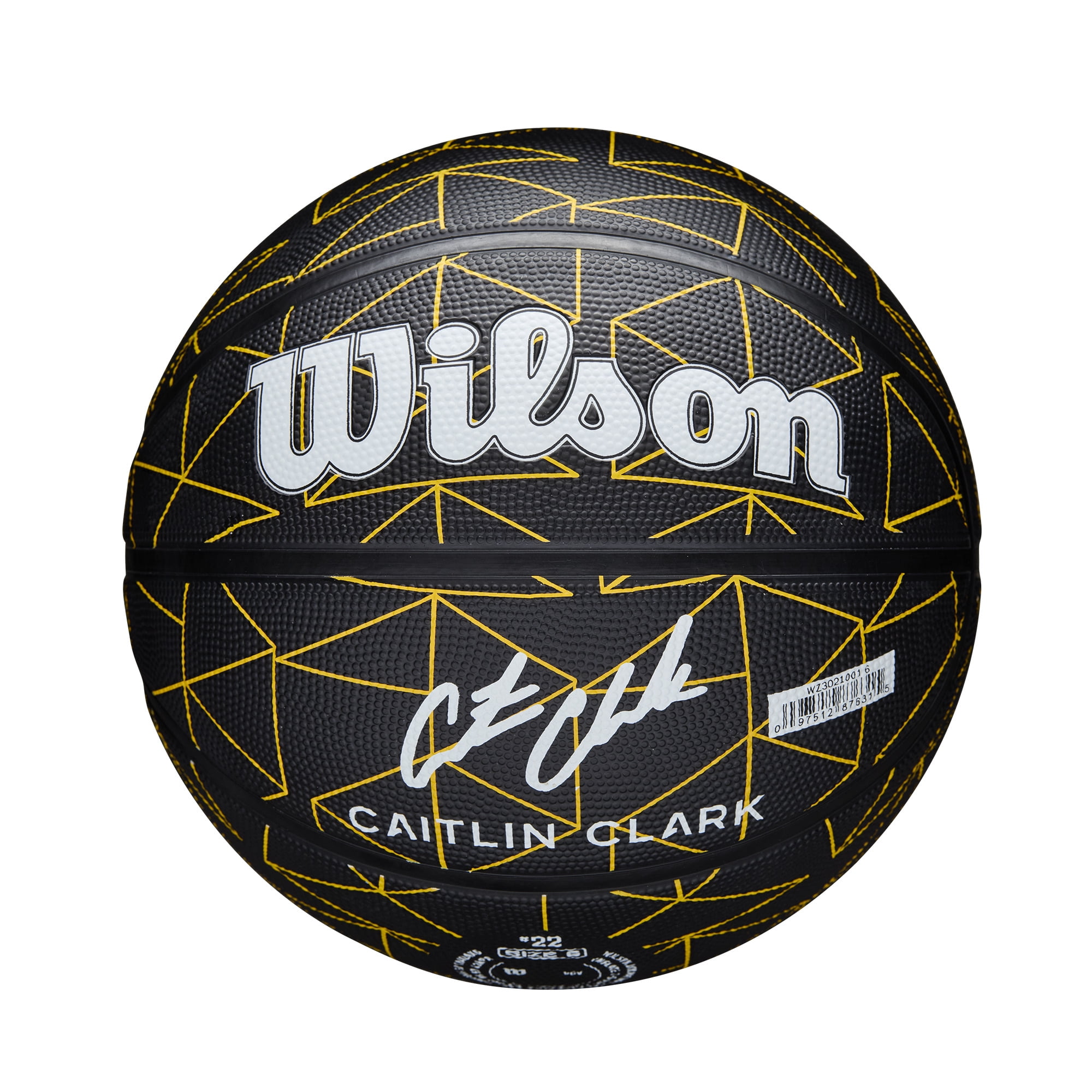 Wilson Caitlin Clark Repetition Outdoor Basketball - Black/Yellow, Size 6 - 28.5"
