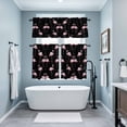 thumbnail image 6 of Watercolor Pink Flamingo Curtain Tier and Valance Set 3 Piece, Tropical Animal on Black 3-inch Rod Pocket Window Tier Curtains Valance for Kitchen Living Room, 6 of 9