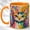Orange, variant on Colorful Cat Face Coffee Mug, Geometric Pet Mug, Ceramic 11 oz