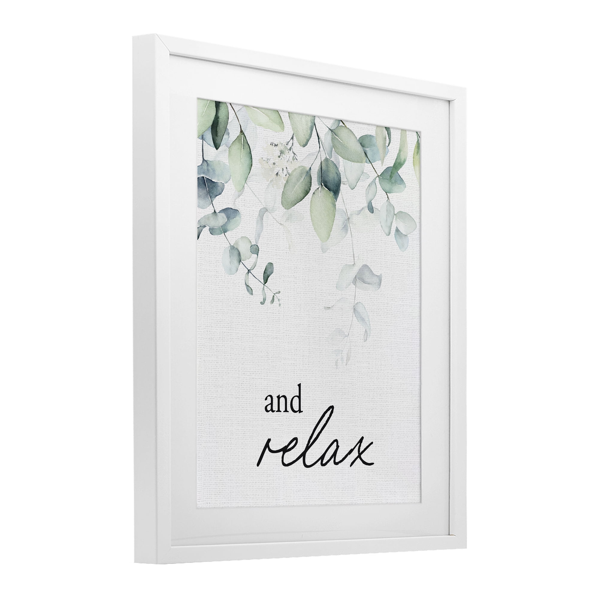 And Relax Minimal Herbs White Framed Print Under Glass, design by Lettered and Lined