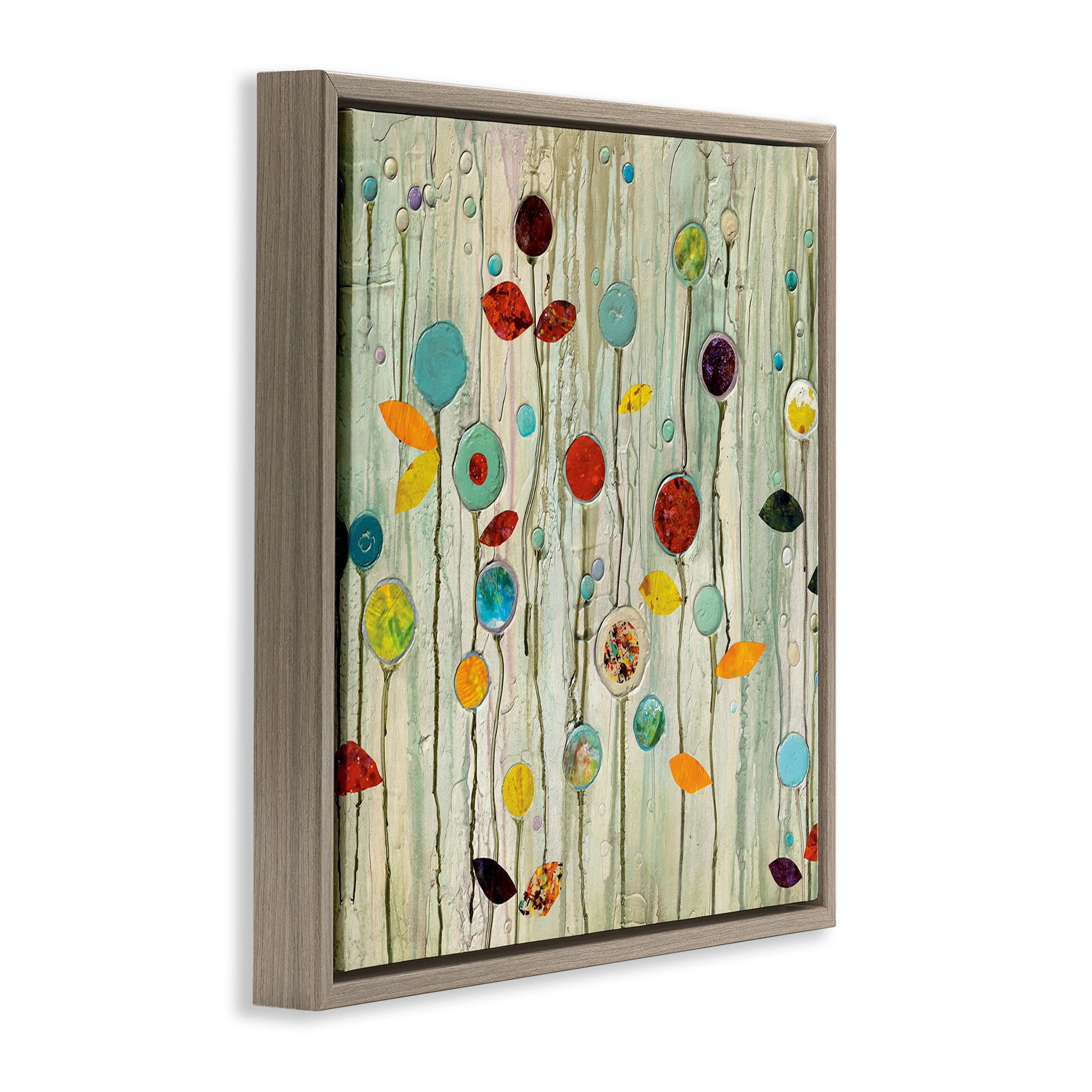 Stupell Industries Abstract Whimsical Floral Scene Botanical & Floral Painting Brown Floater Framed Canvas Art Print Wall Art, 25 x 25