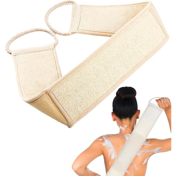 Fu997 Natural Loofah Back Scrubber for Shower,Back exfoliator for Shower, luffa Exfoliating Bath Strap, loofah Back Scrubber for Women and Men