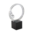 thumbnail image 6 of 7" x 10" Clear Glass Ring Abstract Sculpture with Clear Orbs and Black Square Base, by DecMode, 6 of 9