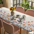 thumbnail image 3 of Spring Floral Table Cloths for 8 Foot Rectangle Tables, Elegant Pastoral Flowers Watercolor Botanical Patio Waterproof Elastic Fitted Tablecloths, Washable Rectangular Table Cover for Camping, 3 of 8