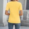 thumbnail image 3 of CIENVNSTG Women's 2026 Trendy Cable Knit Short Sleeve Blouses Crewneck Lightweight Breathable Sweater Tops Cute Summer Spring Business Dressy Casual Work Clothes Yellow M, 3 of 3