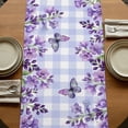 thumbnail image 5 of Table Runners 120 Inches Long Dress Scarves, Purple Flowers Farmhouse Coffee/Dining/Kitchen Table Runner for Living Room, Butterfly Spring Floral Checkered Farmhouse 13x120 Inch, 5 of 9