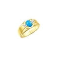 thumbnail image 3 of RYLOS Men's Rings Yellow Gold Plated Silver Classic 7X5MM Oval Gemstone & Diamond Ring Turquoise Birthstone Rings For Men, Silver Rings, Size 8, 3 of 7