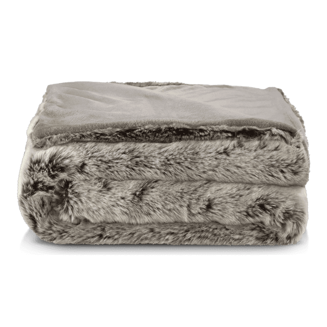 Bouclair Grey Wolf Faux Fur Throw 60 X 50 in (152.4 X 127 cm)