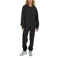 thumbnail image 3 of Liyamei Ensemble Mode Automne et Hiver pour Femmes Couleur Unie Col Rond Tête Plus Velours Manches Longues Pantalon Long Ensemble Chandail, 3 of 5