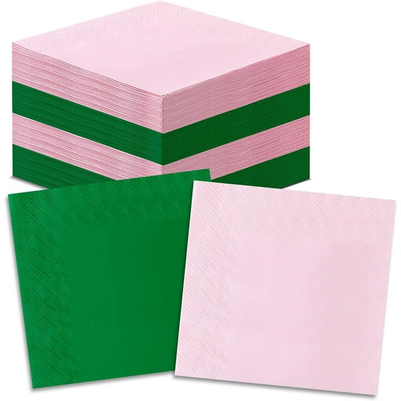 Lsupdaol 40 Pcs Green Pink Witch and Princess Party Napkin 10 x 10 Inch Disposable Cocktail Beverage Napkins Bulk for Witch Princess Theme Birthday Decoration Spring Wedding Baby Shower Tableware