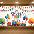 thumbnail image 5 of Colorful Design Happy Birthday Banner Train Theme Polyester Material for Children's Celebration Birthday Party Decoration, 5 of 8