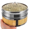 thumbnail image 3 of KAKOWELY electric hot pot cooker Chinese Food Steamer Traditional Asian Steamer Basket Wooden Steam Basket with Lid for Cooking Dumplings Vegetables Asian Bao Bun Dim Sum 18cm, 3 of 4