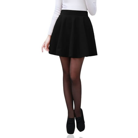Tweed Skirt Set - Juniors Cinched Waist Casual Tweed A-line Skirt Black (Size M / 9)