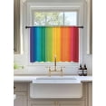 thumbnail image 3 of Sheer Curtains 45 Inch Length, Rainbow Striped Semi Sheer Curtains Light Filtering Window Treatment, Colorful Gradients Modern Abstract Art Privacy Voile Drapes for Living Room Bedroom 52x45 Inch, 3 of 7