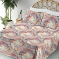 thumbnail image 3 of Ambesonne Groovy Fitted & Flat Sheet with Shams 4 Pcs Set, Psychedelic Pastel Motif Art, Full, Coral Blue and Ivory, 3 of 5