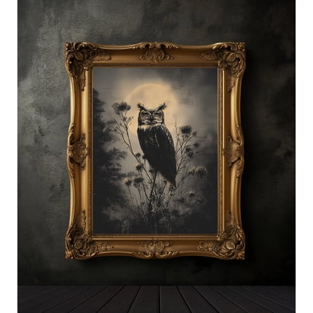 Vintage Owl Art Wall Art Dark Academia Gothic Home Art