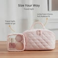 thumbnail image 3 of Travel Makeup Bag for Woman, 180° Lay-Flat Large Capacity Puffy Padded Cosmetic Organizer Pouch, Triple-Proof Waterproof Wide-Open Toiletry Bag for Toiletries & Brushes, 3 of 8