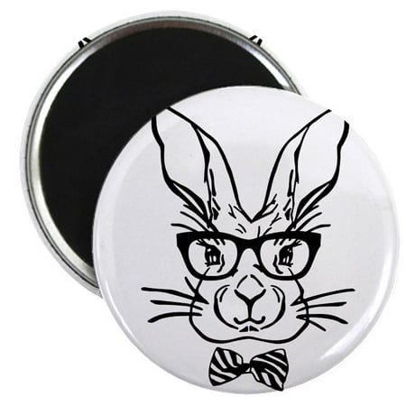 

CafePress - Cute Hipster Easter Bunny Magnets - 2.25 Round Magnet Refrigerator Magnet Button Magnet Style