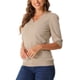 thumbnail image 4 of INSPIRE CHIC Blusas de manga abullonada para mujeres, tops de suéter con cuello en V, camisetas de manga corta, blusa de punto casual M Melocotón, 4 of 6