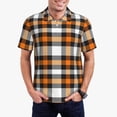 thumbnail image 5 of Wukai Orange Plaid Men’s Polo Shirts,Quick-Dry Athletic Shirt,Classic Fit Shirts-Medium, 5 of 8