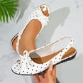 thumbnail image 6 of Gpaecead Women's Polka Dot Bow Flat Slingback Shoes Open Toe Slip On Soft Sole Comfort Casual Vintage Shoes, B-White, 6 of 8