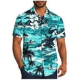 thumbnail image 2 of Awdenio Tshirts Shirts for Men Short Sleeve Button Down Bowling Shirts Retro Summer Tropical Beach Casual Dress Shirt for Men, 2 of 6