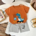 thumbnail image 4 of TOWED22 Kid Toddler Boy Summer Clothes Hawaiian Jungle Short Sleeve T-Shirt + Shorts 2PC Summer Outfits Set(Coffee,18-24 M), 4 of 4