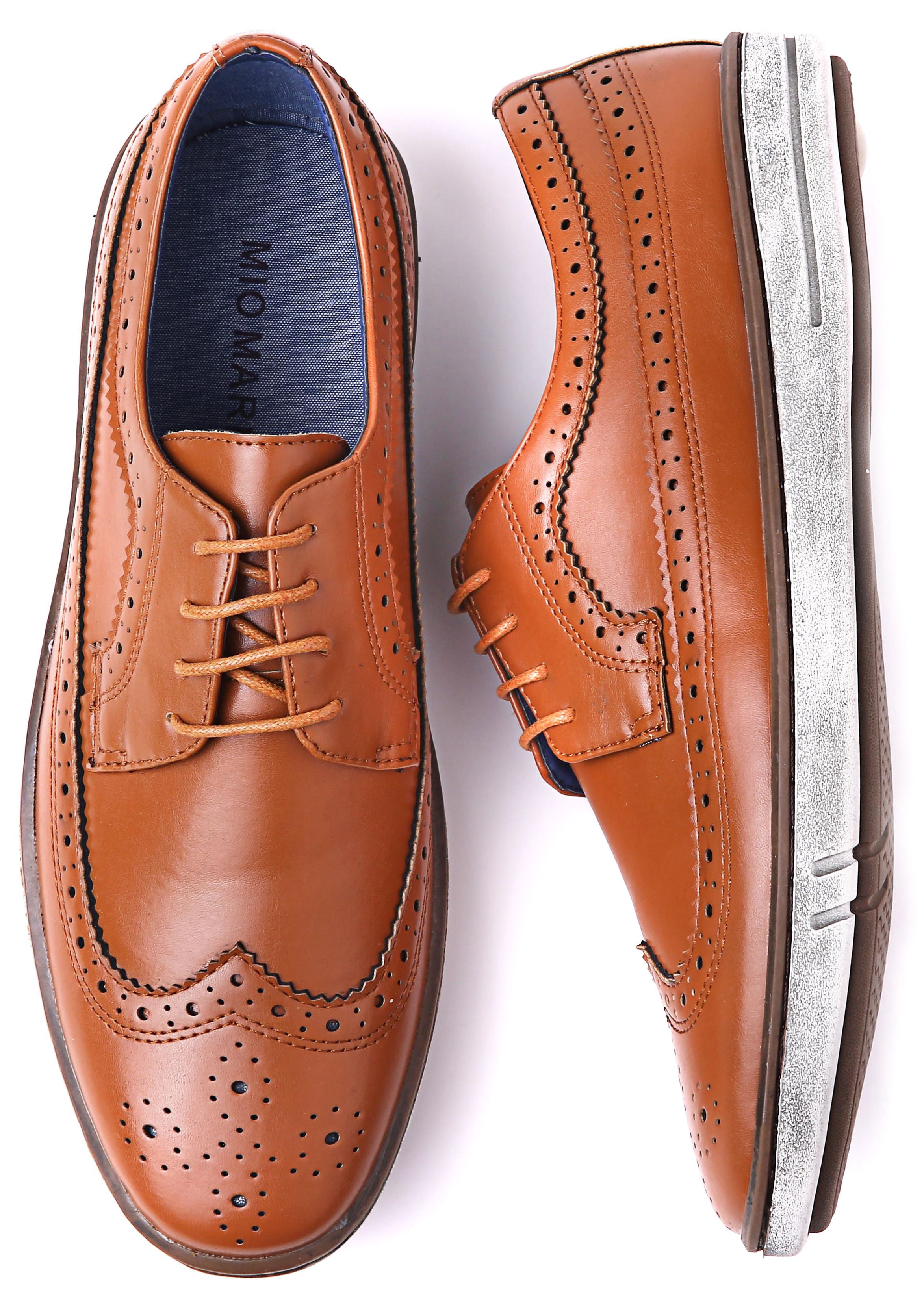 Mio Marino Round Toe Casual Brogue Design Dress Shoes for Men