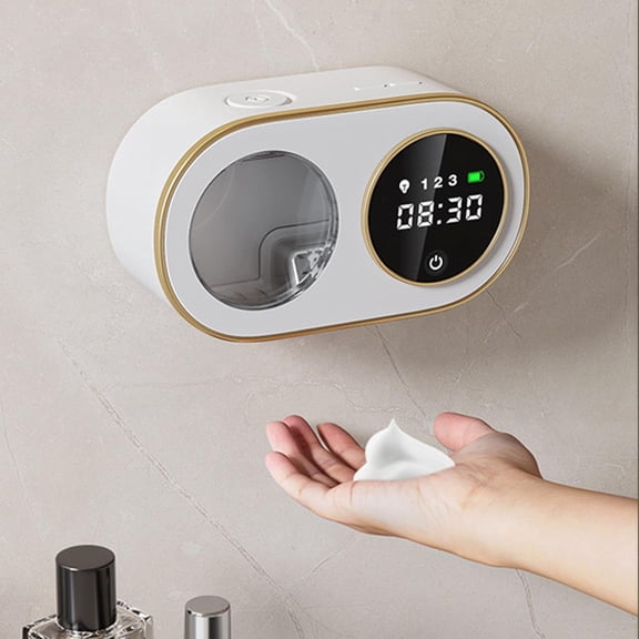 Automatic Soap Dispenser, 320ML Touchless Smart Hand Soap Dispenser, 3 Adjustable Soap Levels, Rechargeable Wall Mounted Electric Foam Soap Dispenser for Bathroom Kitchen Office