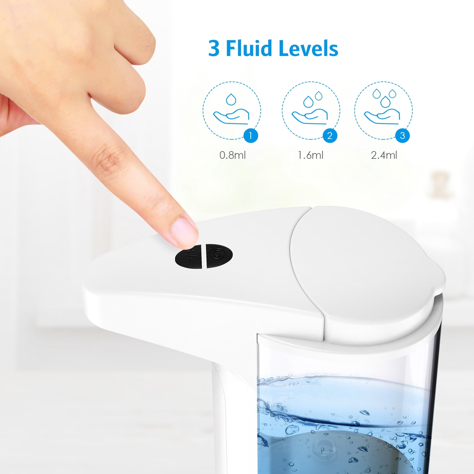 Soap Dispenser, AMIR Hand Soap Dispenser Waterproof Automatic Soap Dispenser for Kitchen Bathroom Facial Cleanser Washroom White