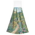 thumbnail image 7 of Yayeee Kitchen Hanging Hand Towels Set of 2 with Loop Bathroom Absorbent Tie Towel, Garden Scene, 7 of 7