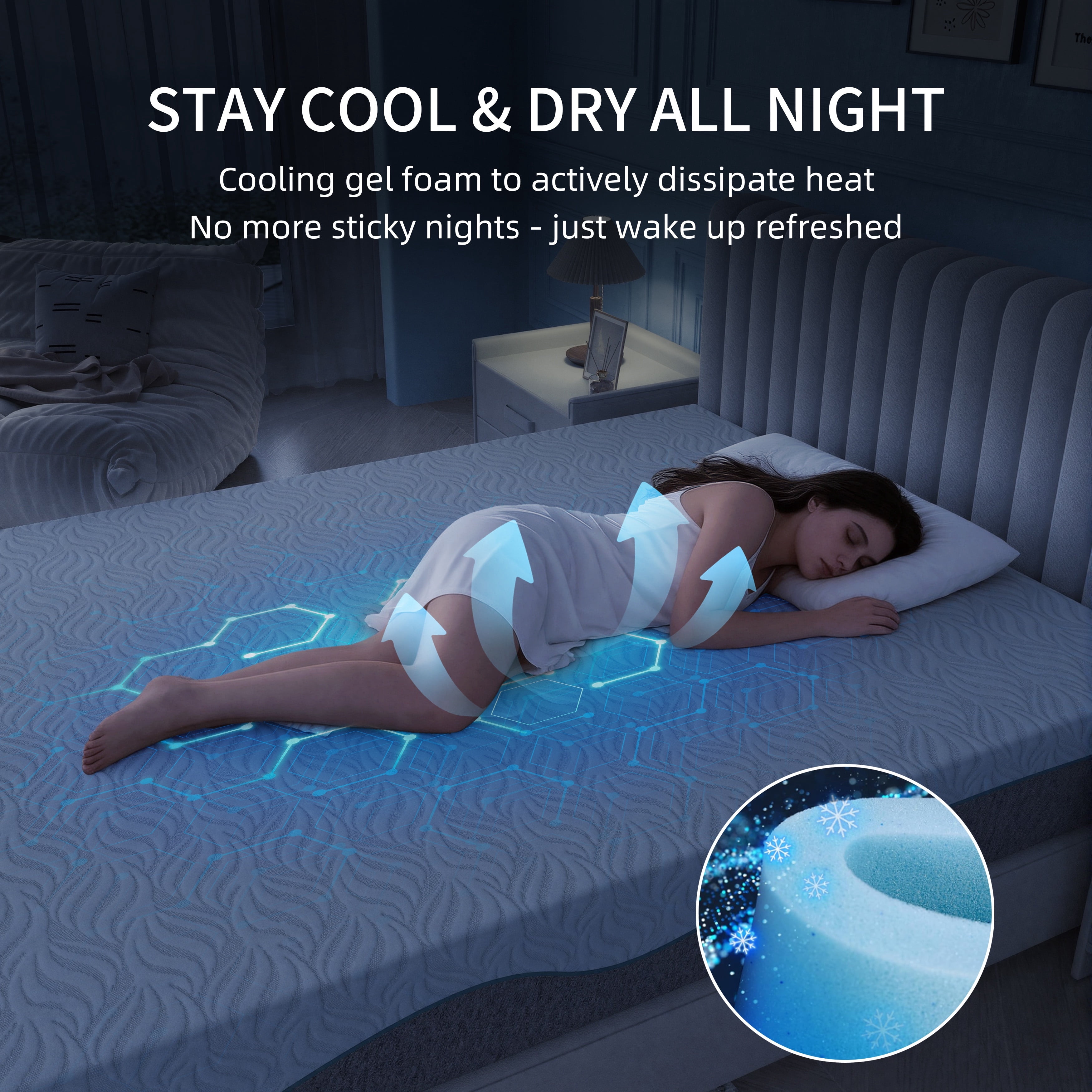 8in Full Mattress in a Box, Legahome 8in Memory Foam Mattress Full Size, Cooling Gel Mattress with Edge Support & Pressure Relief, Motion Isolation, CertiPUR-US for Bedroom, White & Gray