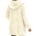 thumbnail image 4 of Women's Fashionable Casual Warm Thick Plush Striped Embossed Button Hooded Cardigan Coat Beige L, 4 of 6