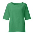 thumbnail image 3 of Seductiva Women's T-Shirts Short Sleeve Summer Tops Women's Fashionable Casual Three Quarter Sleeve Round Neck Cotton and Linen Shirt Top Solid Color Mid Sleeve T Shirt Loose Fit Tshirt Basic Tees, 3 of 3