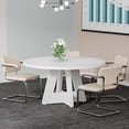 thumbnail image 4 of Tribesigns 47-Inch Round Conference Table for 4-6, Wooden Meeting Table with Thick Top & Wood Base, Modern Training Desk for Conference Room (White), 4 of 4