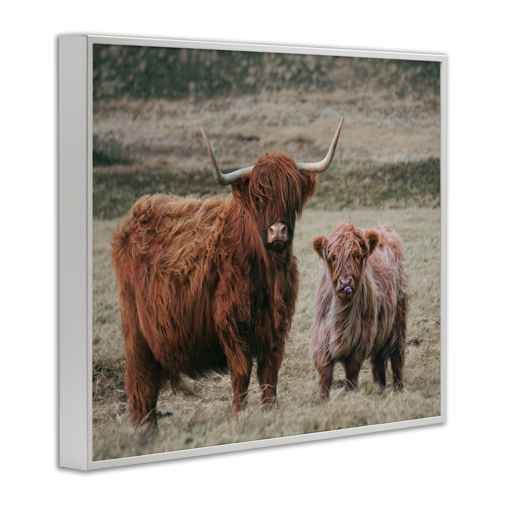 Mom & Baby Cow White Framed Giclee Art, design by Lettered and Lined