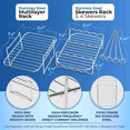 thumbnail image 3 of 2X Fryer Rack for Basket, Fryer Multi-Layer Rack,for Ninja Foodi DZ201 DZ40 Double Basket Fryer,2 x Steaming rack 2 x Grilling rack,Silver, 3 of 8