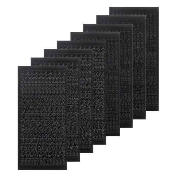Uxcell 8 Sheets Nail Alphabet Letter Stickers 3D Small Upper Lower Case Letter A to Z Black Self Adhesive Sticker