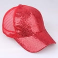 thumbnail image 4 of Weikingp Clearance! Hats for Women, Snapback Cap Bun Women Sequins Caps Messy Hat Baseball Ponytail Girl Shiny Sun Baseball Caps, Red, 4 of 5