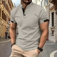 thumbnail image 2 of Birdeem Shirts for Men Mens Patchwork Fallow Button Round Neck Sports Short Sleeve Shirt, 2 of 12