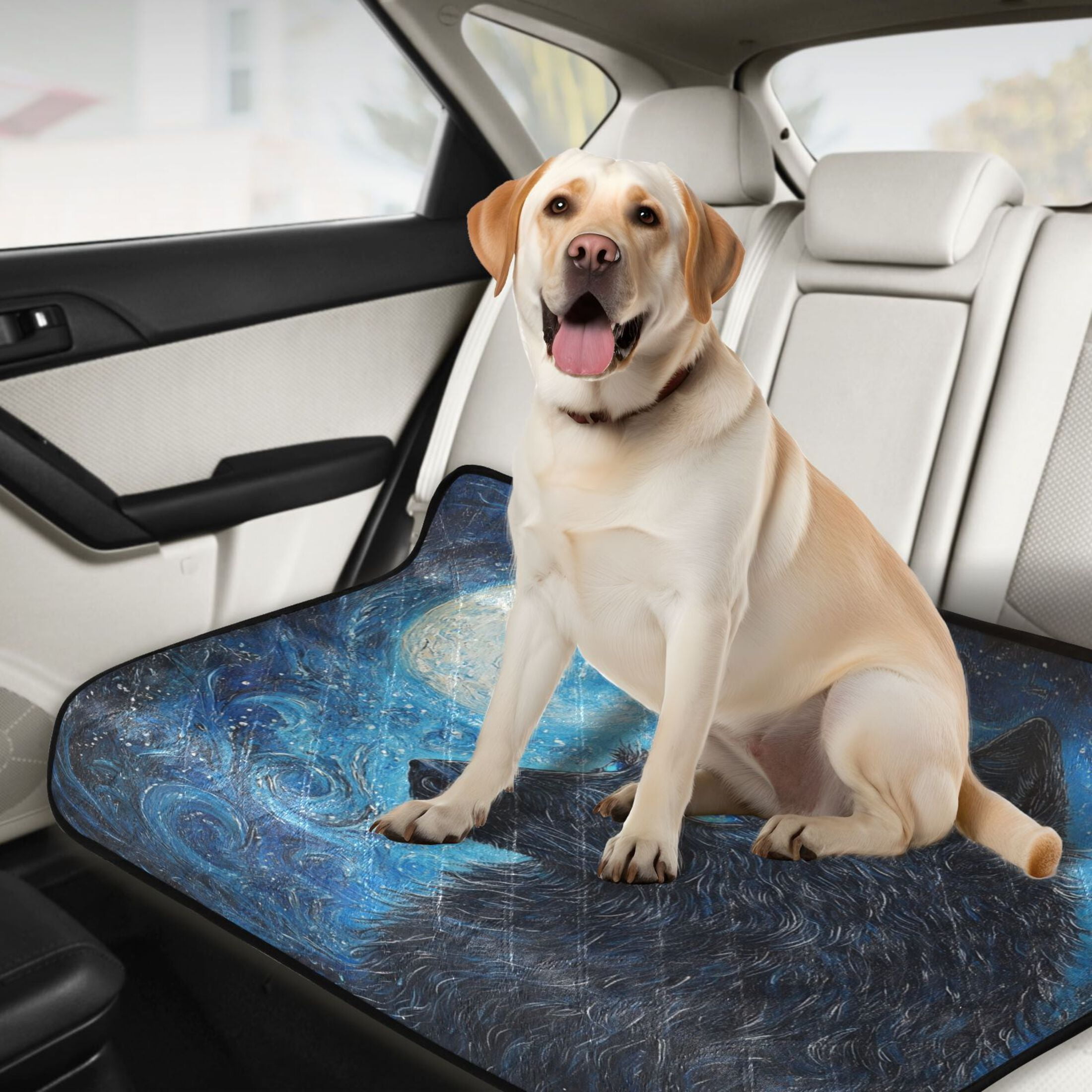 Qxltty Cool Black Wolf Cat litter Pads Pet Set of 3 Diaper Mats Center Anti-leakage Layer Absorbent Soft and Comfortable