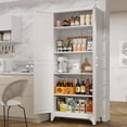thumbnail image 2 of SteeLoong 75"H Kitchen Pantry Cabinet,Metal Storage Cabinet, with 2 Door and 4 Adjustable Shelves,White Cupboard for Livingroom,Pantry,Kitchen, 2 of 9
