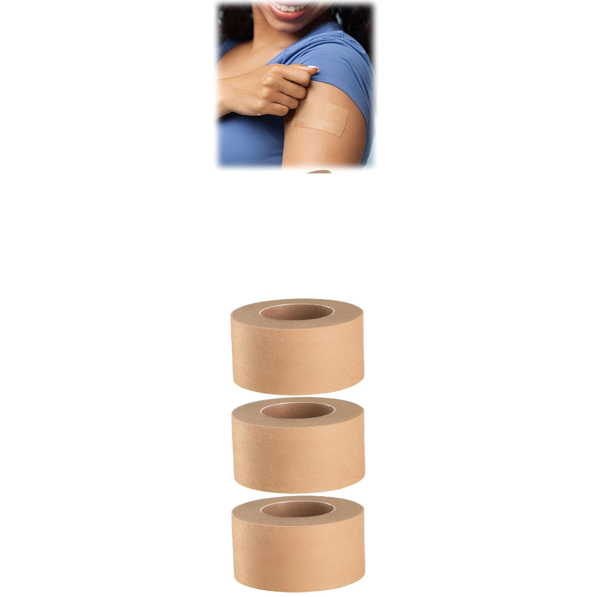 QARUN 3 Rolls Micropore Tan Tape Skin Tape Adhesive Tape Non Woven Paper Tape for Household Supplies (1 Inch x 10 Yards)
