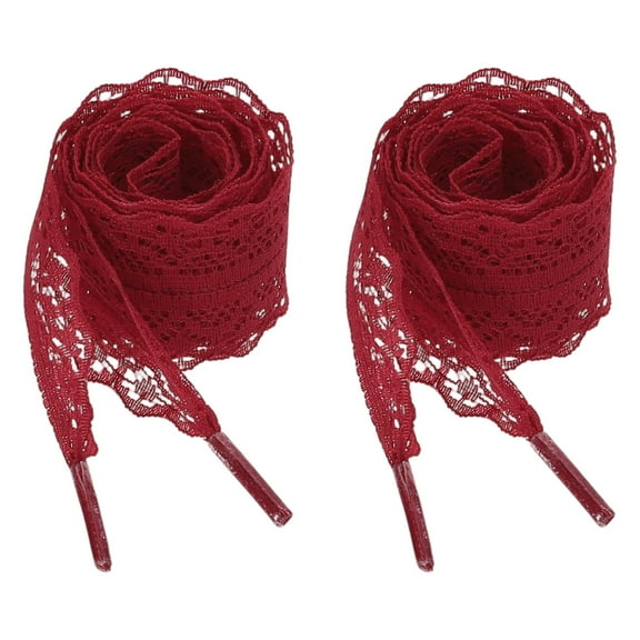2 Pairs Flat Laces Shoelaces, 2.2CM Wide 100CM Length Lacy Shoe Laces, Wine Red