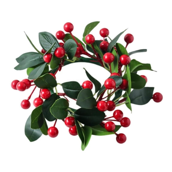 1 Christmas Candle Garland, Artificial Red Berry Garland Candlestick Garland, Suitable for 3-Inch Pillar Candles, Festive Home Kitchen Table Centerpiece.