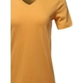 thumbnail image 4 of A2Y Women's Basic Solid Premium Cotton Short Sleeve V-neck T Shirt Tee Tops Ash Mustard 1XL, 4 of 6