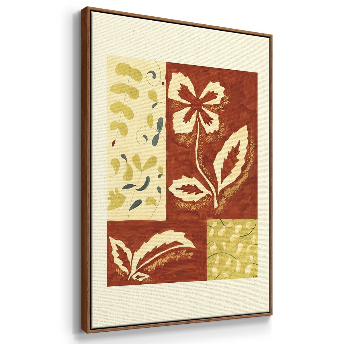 Festive Floral II - Framed Gallery Wrapped Holiday Canvas - 25 x 37 - Rosewood Frame