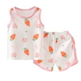 thumbnail image 1 of WEIYLL Outfits For Boys Summer Sleeveless Strawberry Rabbit Bow Print Top Shorts Toddler Suits 2 PCS for 5-6 Years, 1 of 4