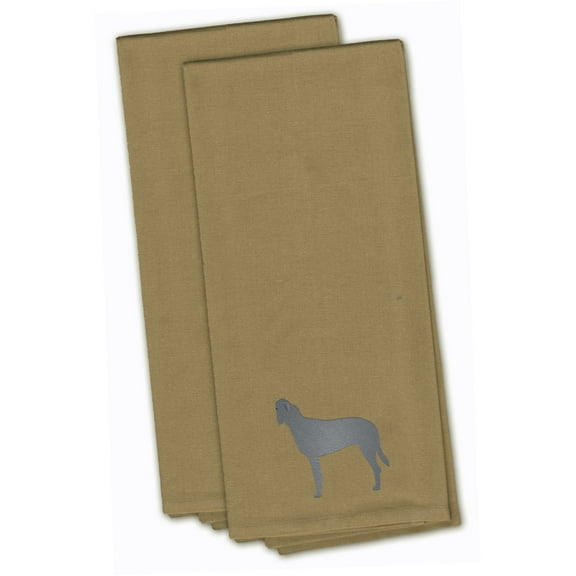 Irish Wolfhound Tan Embroidered Towel Set of 2