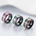 thumbnail image 3 of 10mm Red/Purple/Green Color Men's Black Band Titanium Steel Ring Sz 7-12, 3 of 9